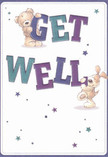 Bright and full of playful optimism, this get well card would make a lovely addition to homes across Tolworth-bringing a spark of cheer to loved ones on the mend. The scene features an adorable teddy bear and an exuberant puppy, both animatedly holding and supporting the bold letters of 'Get Well.' Their soft, textured fur, shaded in gentle neutrals, stands out against a luminous cream-white background, while hues of indigo and teal infuse the text with a mood of encouragement and gentle vibrancy. Starbursts in blue and purple scatter across the card, each one a playful symbol of hope for swift recovery. The card's composition, warm and inviting, mirrors the careful attention local florists pour into each bouquet sent out to brighten a day in Tolworth. Its thoughtful detail, emotional lightness, and joyful spirit are as comforting as a kind word from a neighbour or a freshly delivered bouquet arranged with heartfelt care.